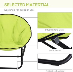 Outsunny Składany Fotel, Fotel Kempingowy, Fotel Ogrodowy, Fotel Obity, Metal + Materiał Oxford, 80 x 80 x 75 cm, Kolor Żółty
