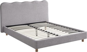 Łóżko Tapicerowane 160x200 cm IZMIR ze Stelażem Dwuosobowe Boucle Szare