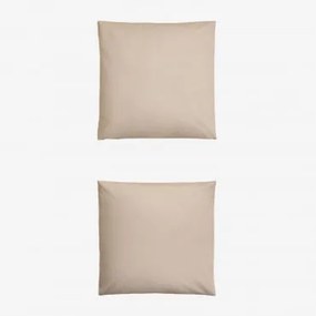 Pack 2 Poszewek Na Poduszki Z Perkalu Bawełnianego O Gęstości 180 Nitek Lesia Kremowa Tapioca & 60 X 60 Cm - Sklum