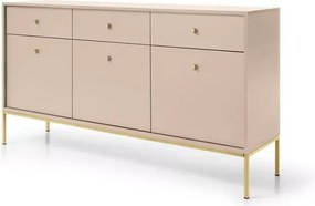 Komoda Gerra 3 – nowoczesna, elegancka komoda z 3 drzwiami i 3 szufladami, na wysokich metalowych nogach złotych lub czarnych