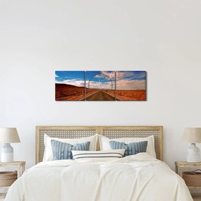 Obraz długiej drogi (z zegarem) (90x30 cm)
