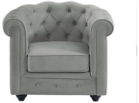 Fotel CHESTERFIELD - Jasnoszary welur