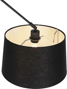 Lampa wisząca czarna z abażurem lnianym czarnym 35 cm - Blitz