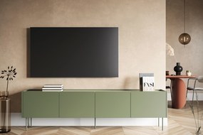 Szafka RTV Desin 220 cm z metalowymi nogami - oliwka / dąb nagano