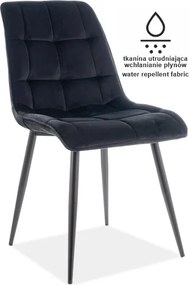 Aksamitne krzesło jadalniane Chic Matt Velvet Signal na czarnej podstawie