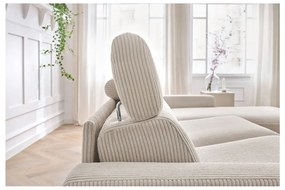 Kremowy sztruksowy rozkładany narożnik (strona zmienna) Monaco – Bobochic Paris