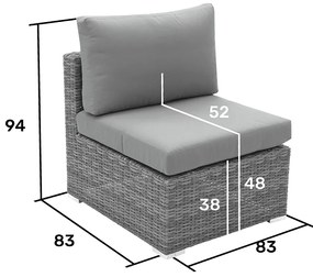 Zestaw rattanowy MALIBU dla 8 osób (szary)