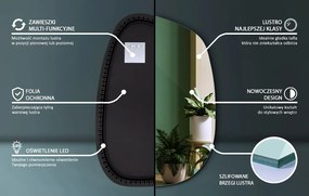 Lustro w kształcie plamy asymetryczne LED