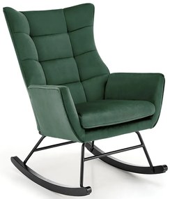 Nowoczesny zielony pikowany fotel bujany - Krzesła