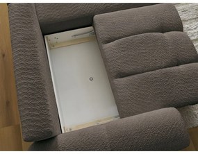 Brązowy rozkładany/ze schowkiem narożnik z materiału bouclé (prawostronny/z szezlongiem) Roxelane – Bobochic Paris