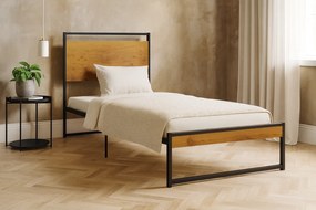 Czarne Loftowe Łóżko Metalowe 90X200 Cm T5-M01