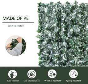 Outsunny Sztuczny żywopłot, imitacja pnącza, 240cm x 100cm. Kolor zielony