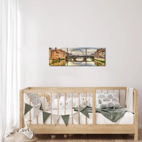 Obraz - Most przez rzekę (z zegarem) (90x30 cm)