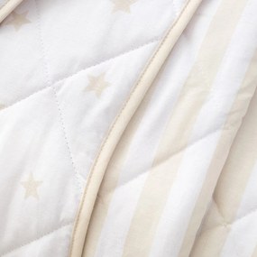 Biało-beżowa bawełniana narzuta dziecięca pikowana 135x190 cm Mini Star &amp; Stripes – Bianca