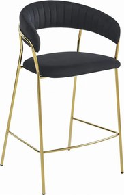 Czarny welurowy hoker glamour z oparciem K6-A86