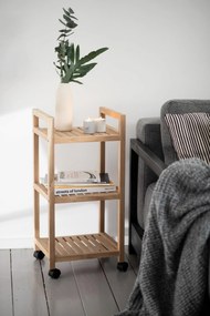Regał łazienkowy na kółkach ACINA z trzema półkami, drewno akacjowe, WENKO