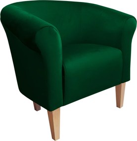 Fotel Milo tkanina Welur wygodny fotel tapicerowany do salonu i sypialni : Kolor nogi - Drewno, Kolor tkaniny - VELVET - MG25, Wysokość nogi - 20 cm