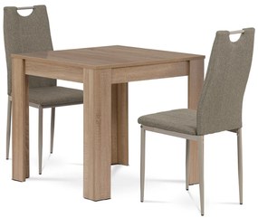 Zestaw jadalniany MDF z 2 krzesłami, 80 x 80 x 75cm, dąb Sonoma