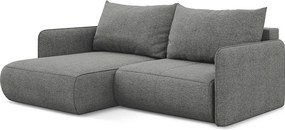 Narożnik lewostronny z funkcją spania - z tkaniny szenilowej - słoniowy - NANEA