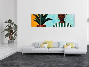 Obraz - Kobieta z kwiatem (170x50 cm)