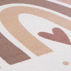 Dywan dziecięcy Coco Tęcza beżowa na kremowym tle koło 200 cm x 200 cm