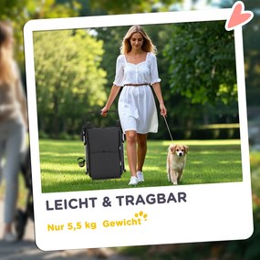 PawHut Wózek dla Psów, Lekki i Składany Transport dla Małych Psów, Zmywalna Poduszka, Okna z Siatki, Szary