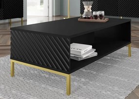 Ława kawowa glamour czarny mat + złote nóżki - Resa 8X