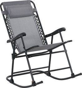 Outsunny Fotel Bujany na Zewnątrz, odporny na pogodę, składany, z Poduszką, do 120 kg, Jasnoszary