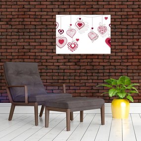 Obraz na szkle malowanych serc (70x50 cm)