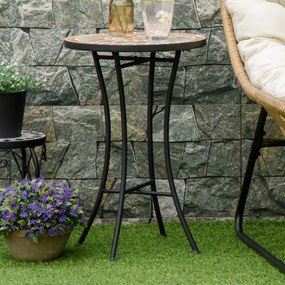 Outsunny Ø 35,5 cm stolik ogrodowy stojak na kwiaty okrągły odporny na warunki pogodowe kwietnik do ogrodu na taras balkon żółty + szary