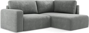 Szary rozkładany/ze schowkiem narożnik z tkaniny szenilowej (prawostronny/w kształcie litery L) Kona – Makamii