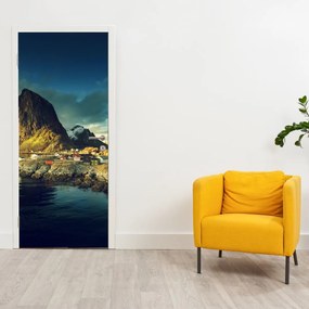 Fototapeta na drzwi - Wioska rybacka w Norwegii (95x205cm)