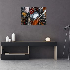 Obraz na szkle łyżek z przyprawami (70x50 cm)