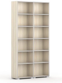 Biblioteka SILVER LINE, 2 kolumny, 2230 x 1200 x 400 mm, dąb naturalny