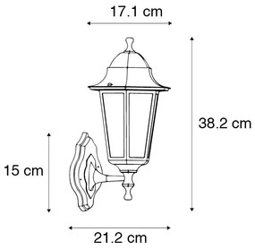 Zewnetrzna klasyczny Kinkiet / Lampa scienna zewnętrzny w kolorze antycznego złota z czujnikiem ruchu - New Haven klasyczny/Antyczny Oswietlenie zewnetrzne