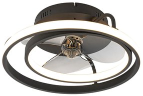 Czarny Wentylator sufitowy z lampą 46,5 cm z pilotem i oświetleniem LED - KeesDesignerski Oswietlenie wewnetrzne