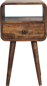 Artisan Furniture Mini szara myta otwarta szafka nocna z zakrzywionym wzorem, sypialnia