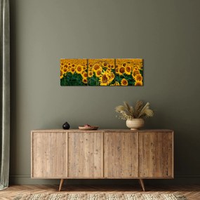 Obraz pola słoneczników (z zegarem) (90x30 cm)