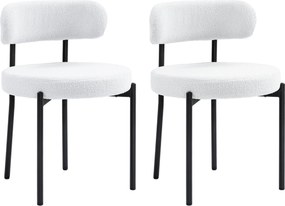 HOMCOM Zestaw 2 krzeseł do jadalni, tapicerowane w polarze, krzesła z siedziskiem tapicerowanym, nogi metalowe, kremowy