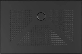 Brodzik prostokątny matowy czarny „Denver” z cienkiej, antypoślizgowej ceramiki, 70x90 cm wys.