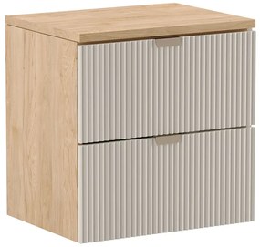 Wisząca szafka pod umywalkę z szufladami kaszmirowy + orzech P3-F02