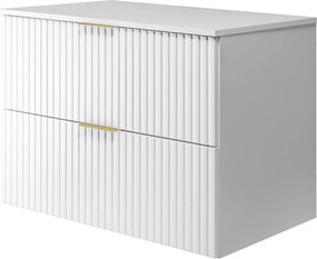 Szafka pod umywalkę, Biały, 80 x 57 x 46 cm, uchwyt złoty + Blat