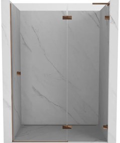 Mexen Lunar L drzwi prysznicowe uchylne prawe 135 cm, transparent, różowe złoto - 834L-135-000-60-00-P