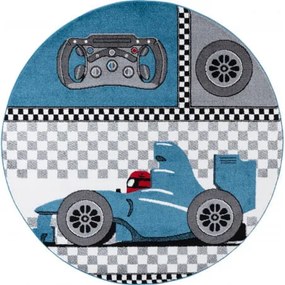 Dywan dziecięcy Kids Wyścigi niebieski 120 cm x 120 cm  koło