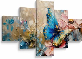 Obraz - Malowanie kwiatów i motyli (125x70 cm)