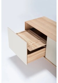 Biało-naturalna szafka pod TV z litego drewna dębowego 180x64 cm Fina – Gazzda