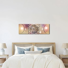 Obraz - Mandala z elementami (z zegarem) (90x30 cm)