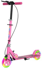 AIYAPLAY Hulajnoga dla Dzieci, Podwójne Hamulce, Metalowa Rama, Podnóżek, Składana, od 3 do 8 lat, Różowa