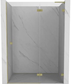 Mexen Lunar L drzwi prysznicowe uchylne prawe 140 cm, transparent, złote szczotkowane - 834L-140-000-55-00-P