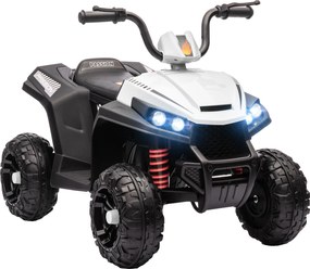 AIYAPLAY Elektryczny Quad dla Dzieci, Światła i Muzyka, Zawieszenie, 5 km/h, 50 Minut Jazdy, dla Dzieci 3-5 Lat, Biały
